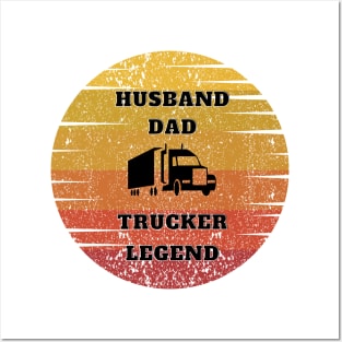 Husband  Dad Trucker Legend Posters and Art